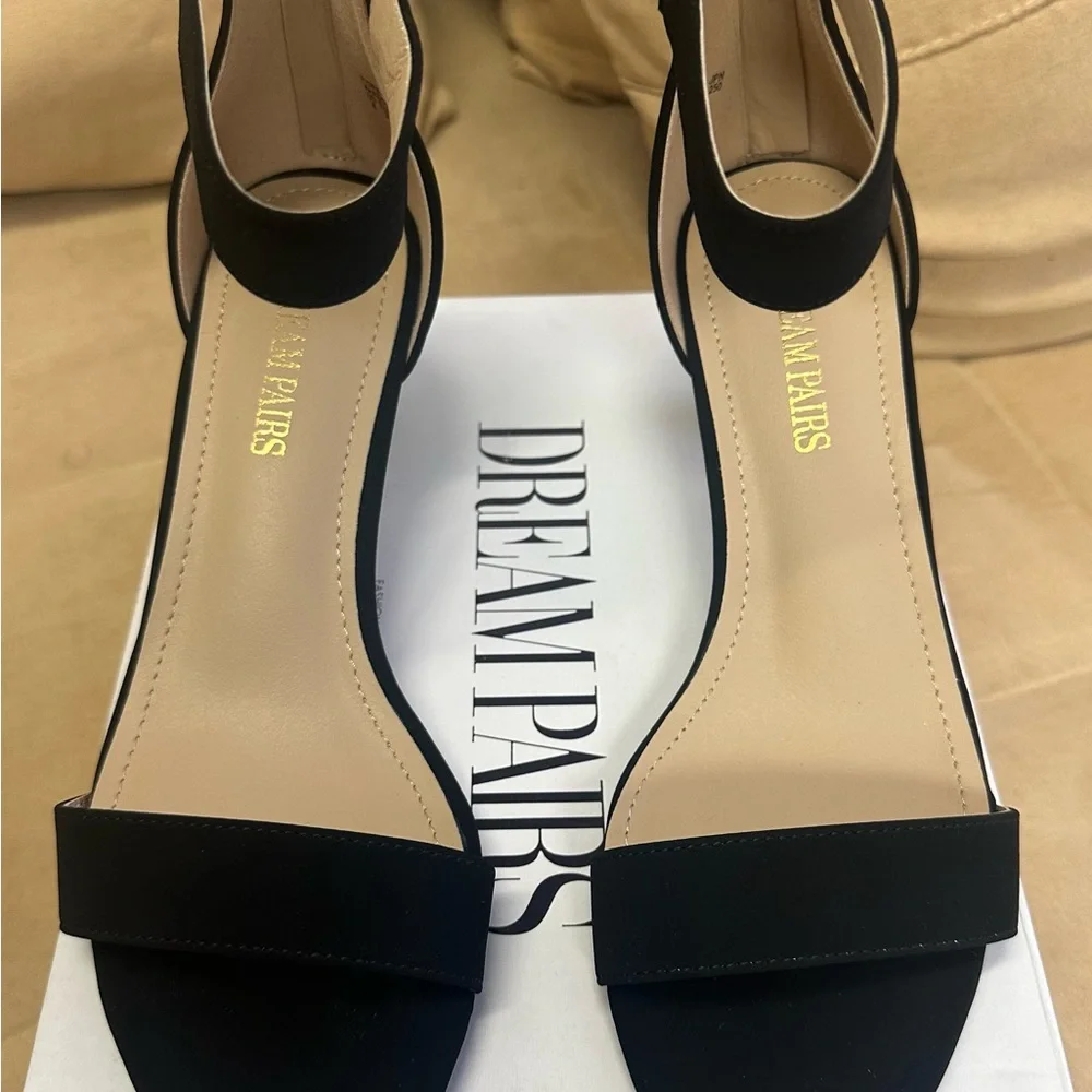 Dream Pairs Black Strappy Heels - Picture 1 of 9
